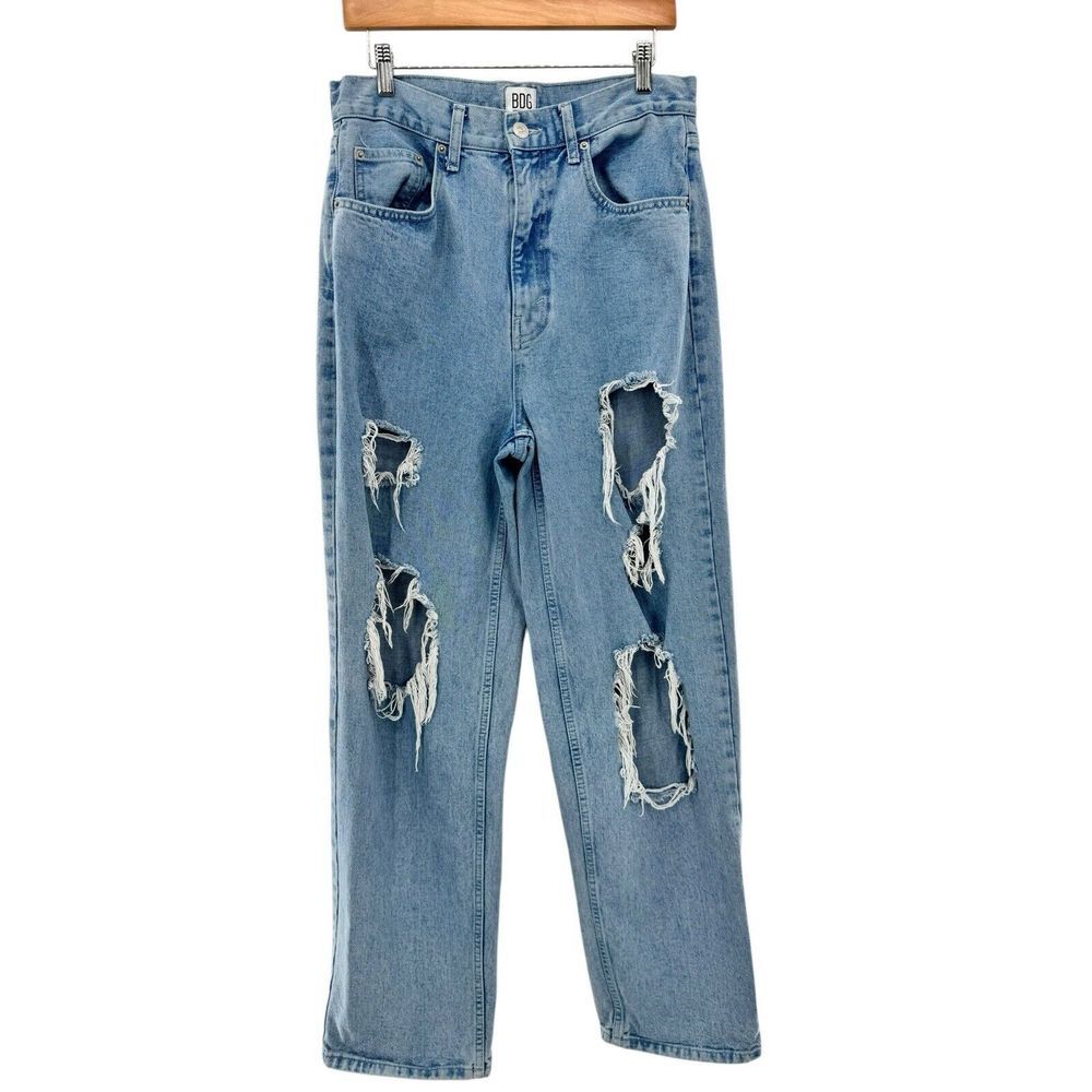 Urban Outfitters BDG‎ High Rise Baggy Jeans Womens Size 30 Light Wash Distressed